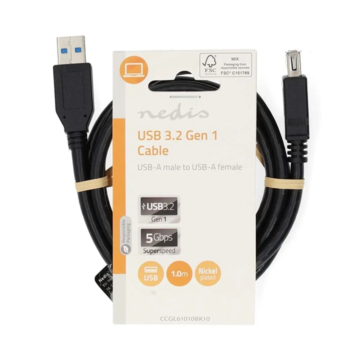 Nedis CCGL61010BK10 USB 3.2 toldó-hosszabbító kábel USB-A dugó USB-A aljzat 5 Gbps 1 m #3