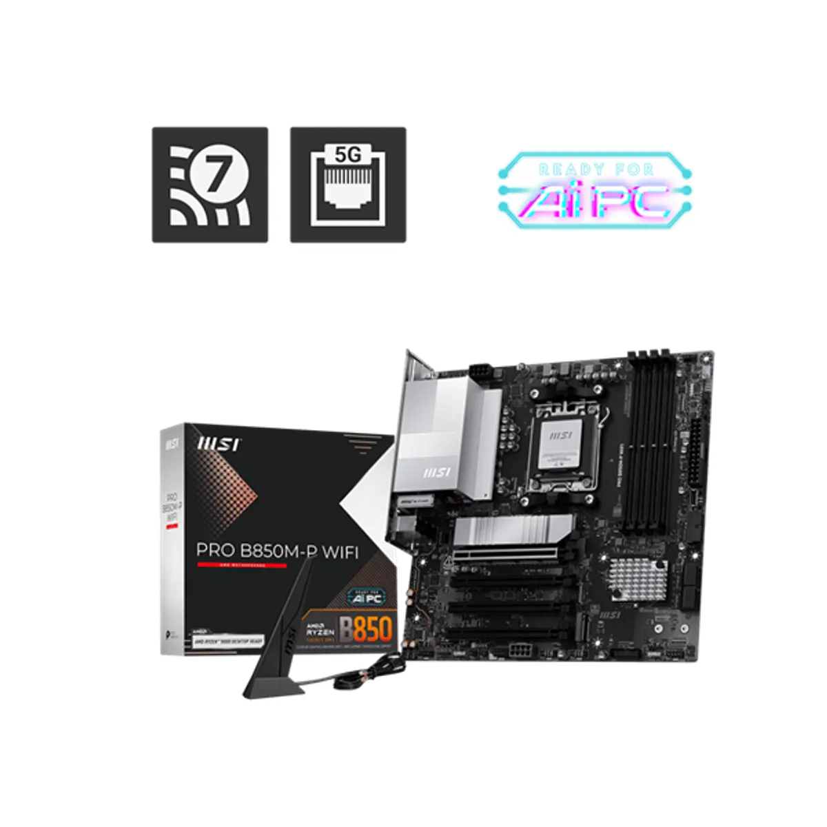 MSI PCC PRO B850M-P WIFI AM5 mATX DDR5 256GB 4x PCIe x16 HDMI DisplayPort M.2 #1