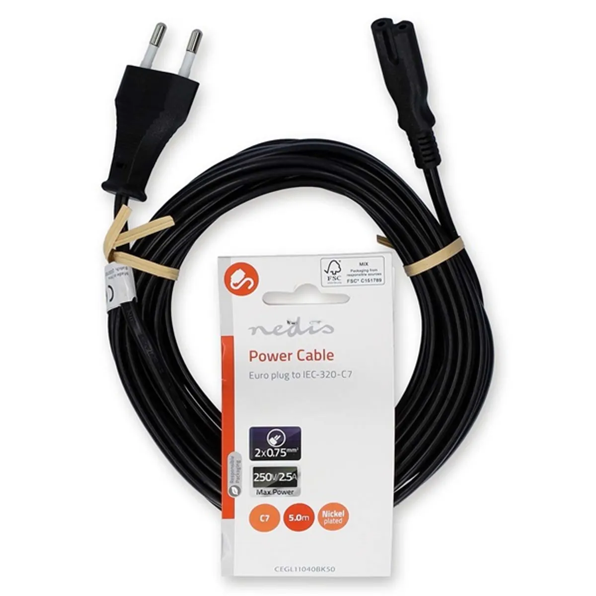 Nedis CEGL11040BK50 tápkábel IEC-320-C7, 2 x 0,75 mm, 5 m #3
