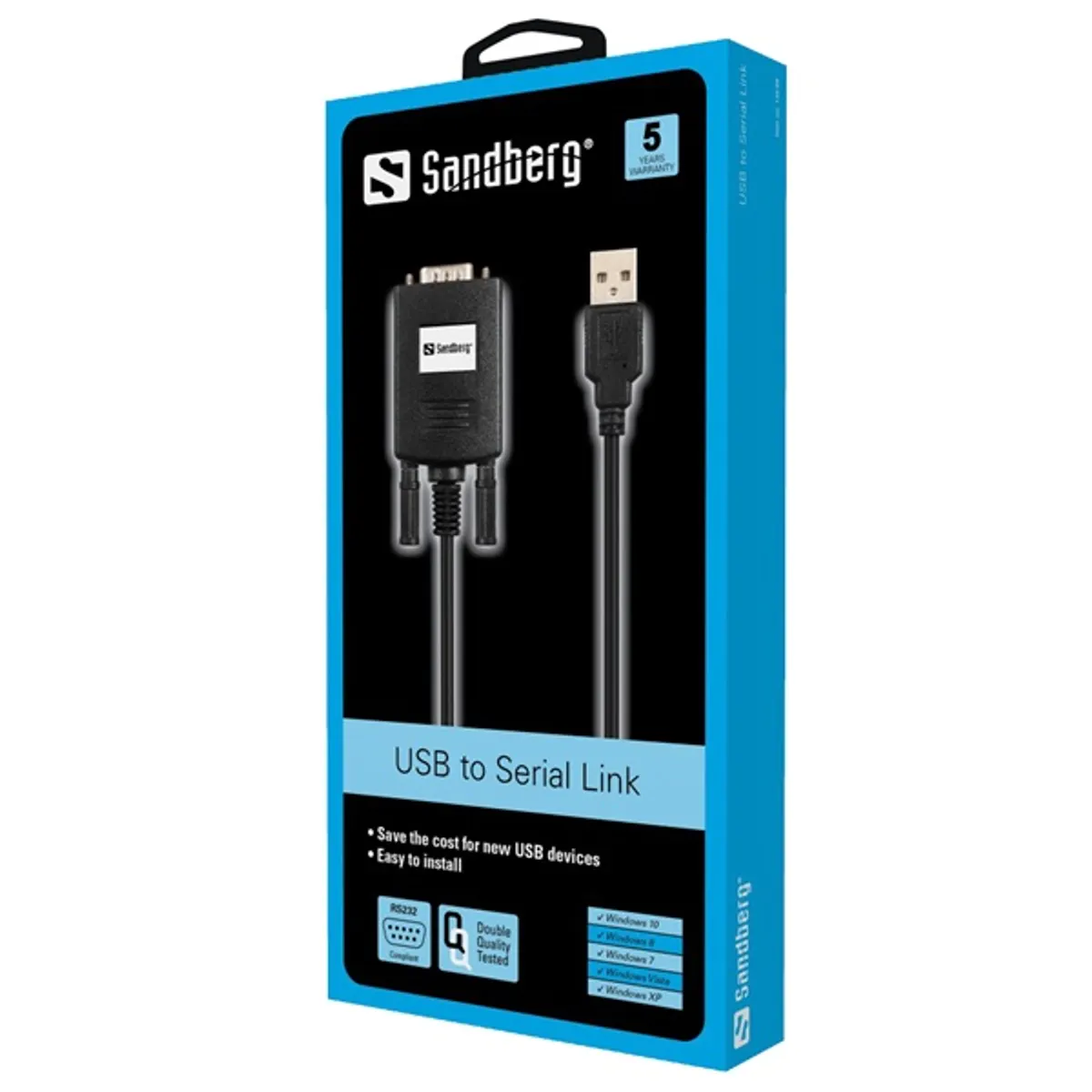 SANDBERG 133-08 USB-soros átalakító PL-2303GT DB9 M 30 cm Windows 7 8 10 11 kompatibilis #2