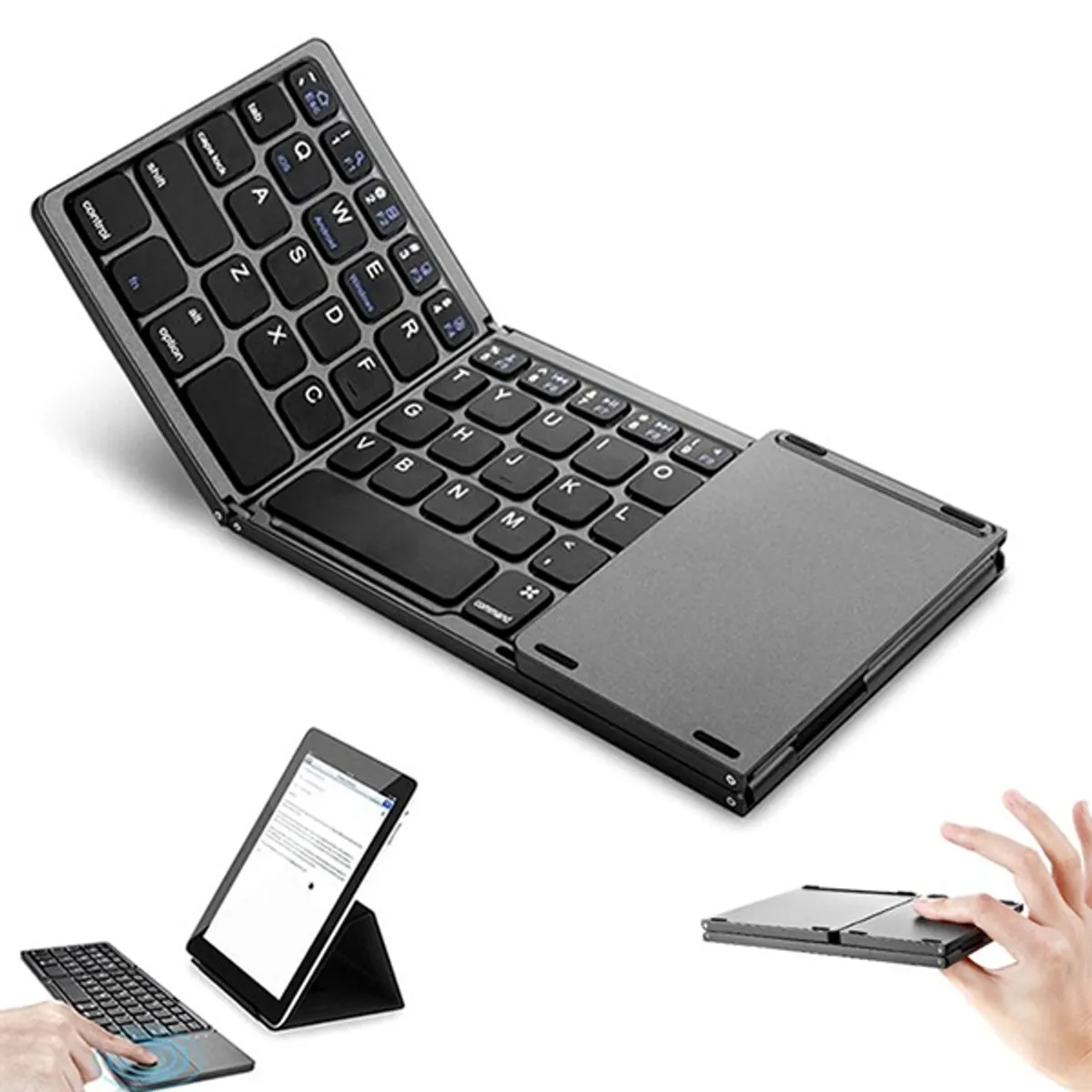 BLACKBIRD BH1482 Vezeték nélküli multimédiás billentyűzet összecsukható touchpaddal fekete UK #1