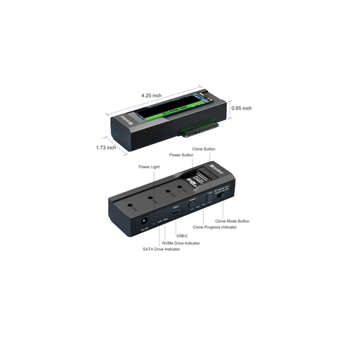 Sandberg 136-49 klónozó-dokkoló M.2 NVMe SATA USB 3.2 Gen2 10 Gbps kétirányú klónozás #6