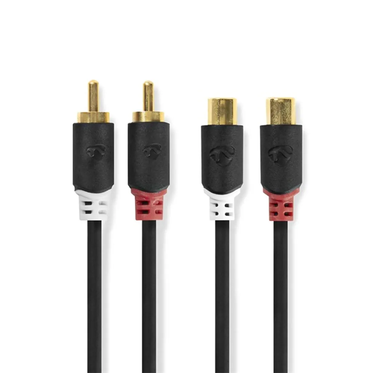 Nedis CABW24205AT20 RCA toldó kábel 2x RCA dugó 2x RCA aljzat aranyozott antracit 2m #1