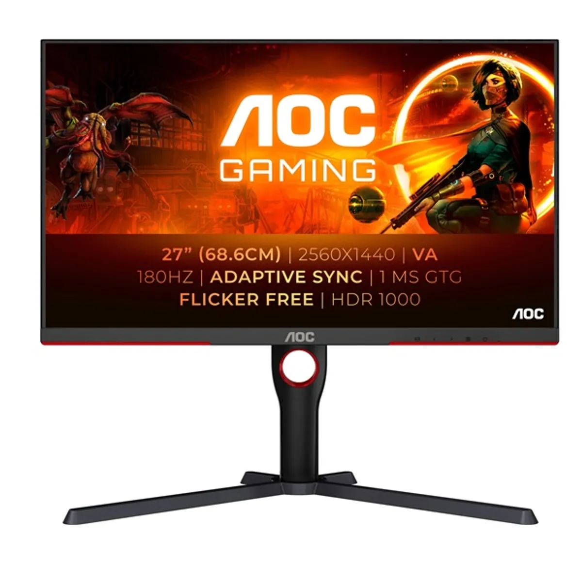AOC Q27G3XMN-BK Q27G3XMN-BK 27" 2560x1440 VA Mini LED HDR1000 180 Hz 1 ms 2x HDMI 1x DisplayPort VESA magasságigazítás #1