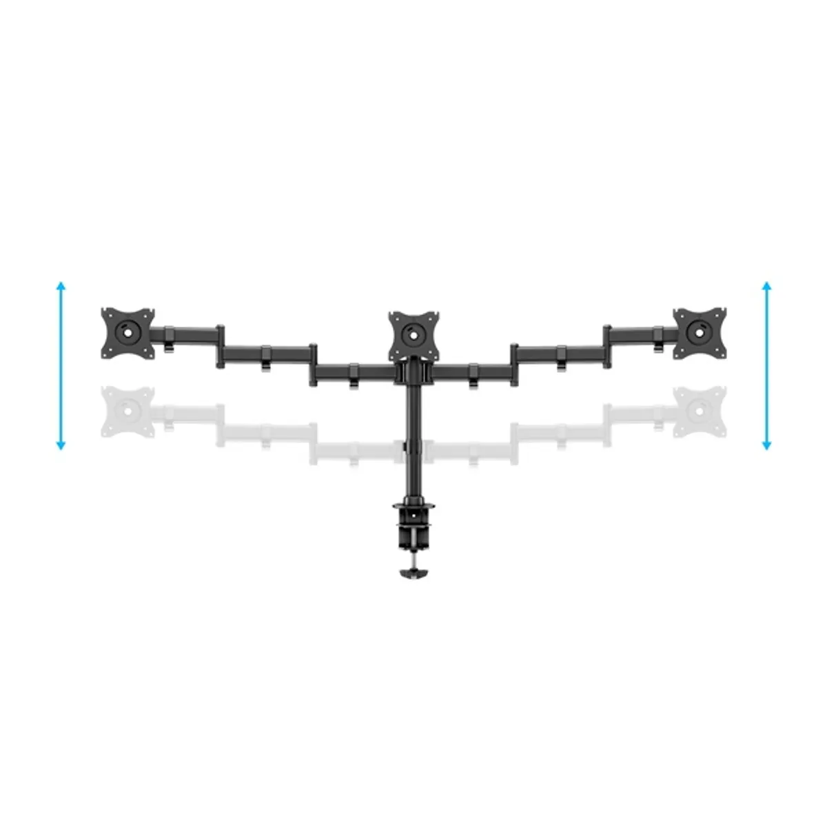 Multibrackets 7350073733385 Deskmount Basic Triple Dönthető forgatható VESA 75x75 100x100 fekete 7,5 kg #7