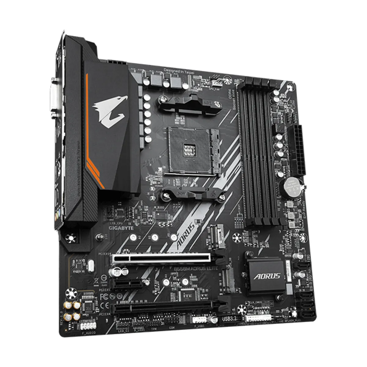 Gigabyte B550M AORUS ELITE Alaplap AMD AM4 mATX 2 x PCIe 4.0 x16 4 DDR4 128GB M.2 RAID HDMI DVI LAN Audio 7.1 #1