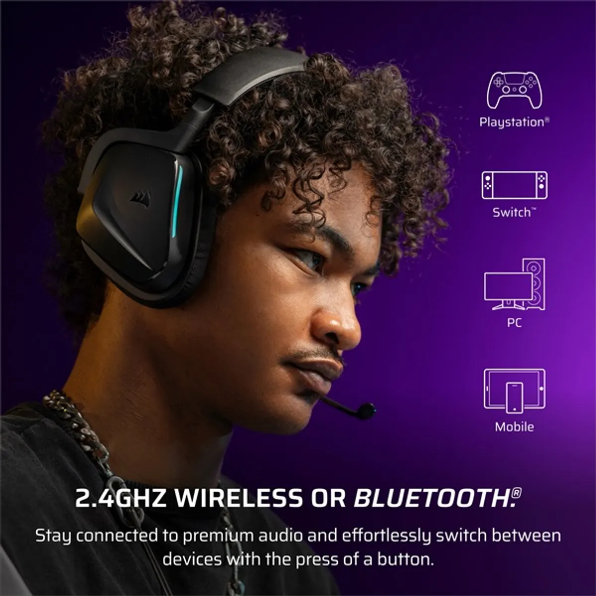 Corsair CA-9011379-WW VOID wireless v2 gaming fejhallgató Dolby Atmos karbon #2