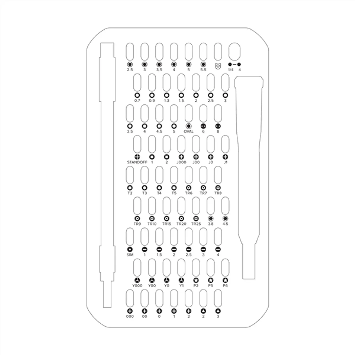 iFixit EU145299-4 Mako Precision Bit Set 64 darab bitek, ergonómikus bit-vezető, 150 mm flex extension, ABS tok #4