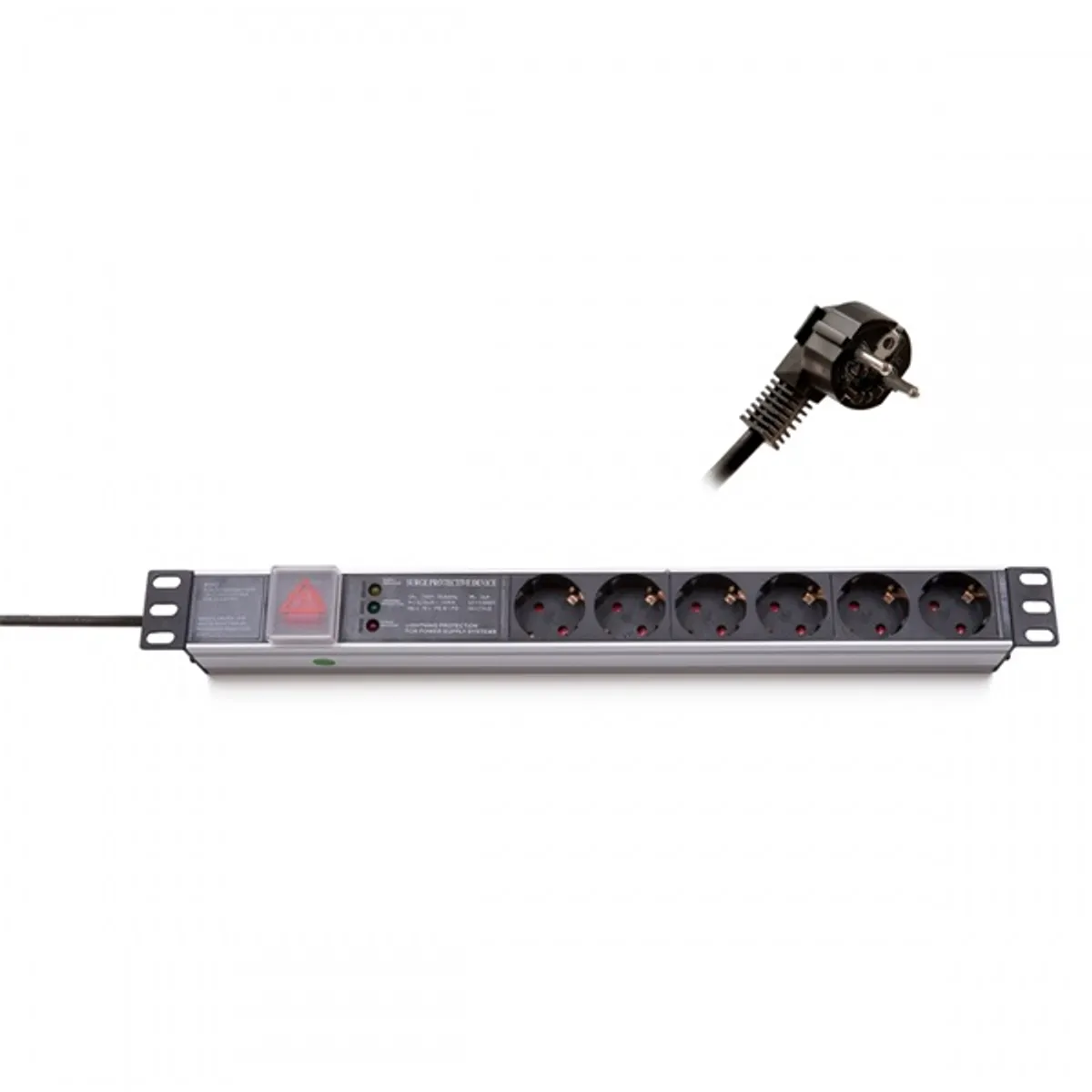 KELINE 620P06 Elosztópanel 19" 6x250V túlfeszültségvédelemmel LED kijelzés 1U 2,5 m #1