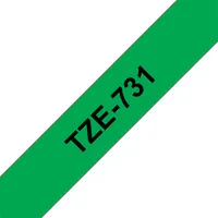 BROTHER TZE731 laminált nyomtatószalag 12mm 8m zöld alapon fekete