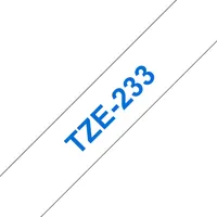 BROTHER TZE233 laminált szalag Fehér alapon kék 12mm 8m