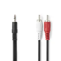 Nedis CAGL22200BK20 sztereo audió kábel 3,5 mm Jack 2x RCA hossz 2m