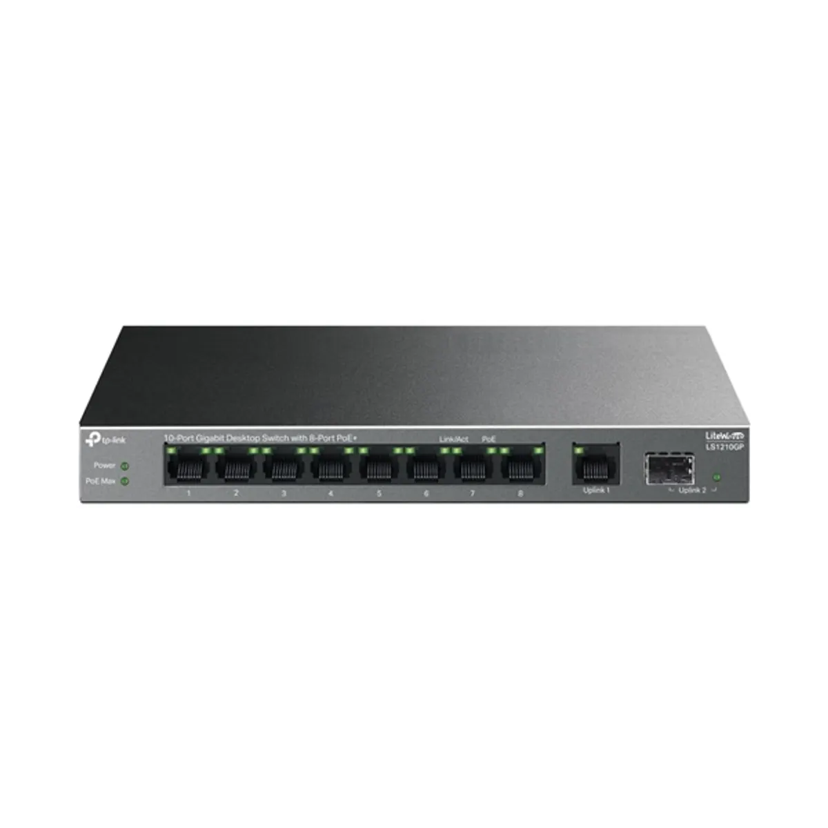 TP-LINK LS1210GP LiteWave LS1210GP 9-portos RJ45 8 PoE 1x SFP asztali kivitel, falra szerelhető, 63W #1