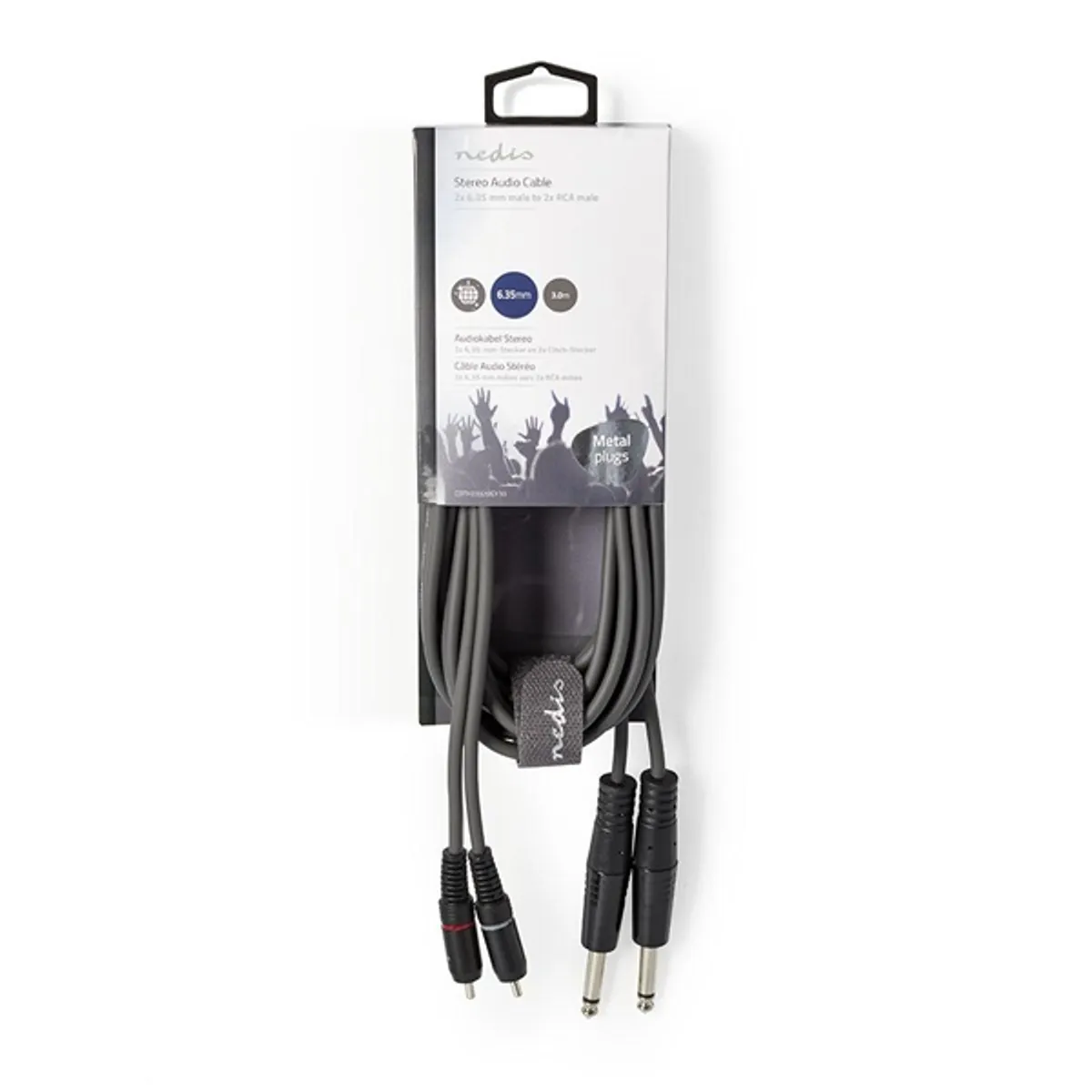 Nedis COTH23320GY30 sztereó audiokábel OnStage 2x 6,35mm jack - 2x RCA - 3 m - szürke - rugalmas #3