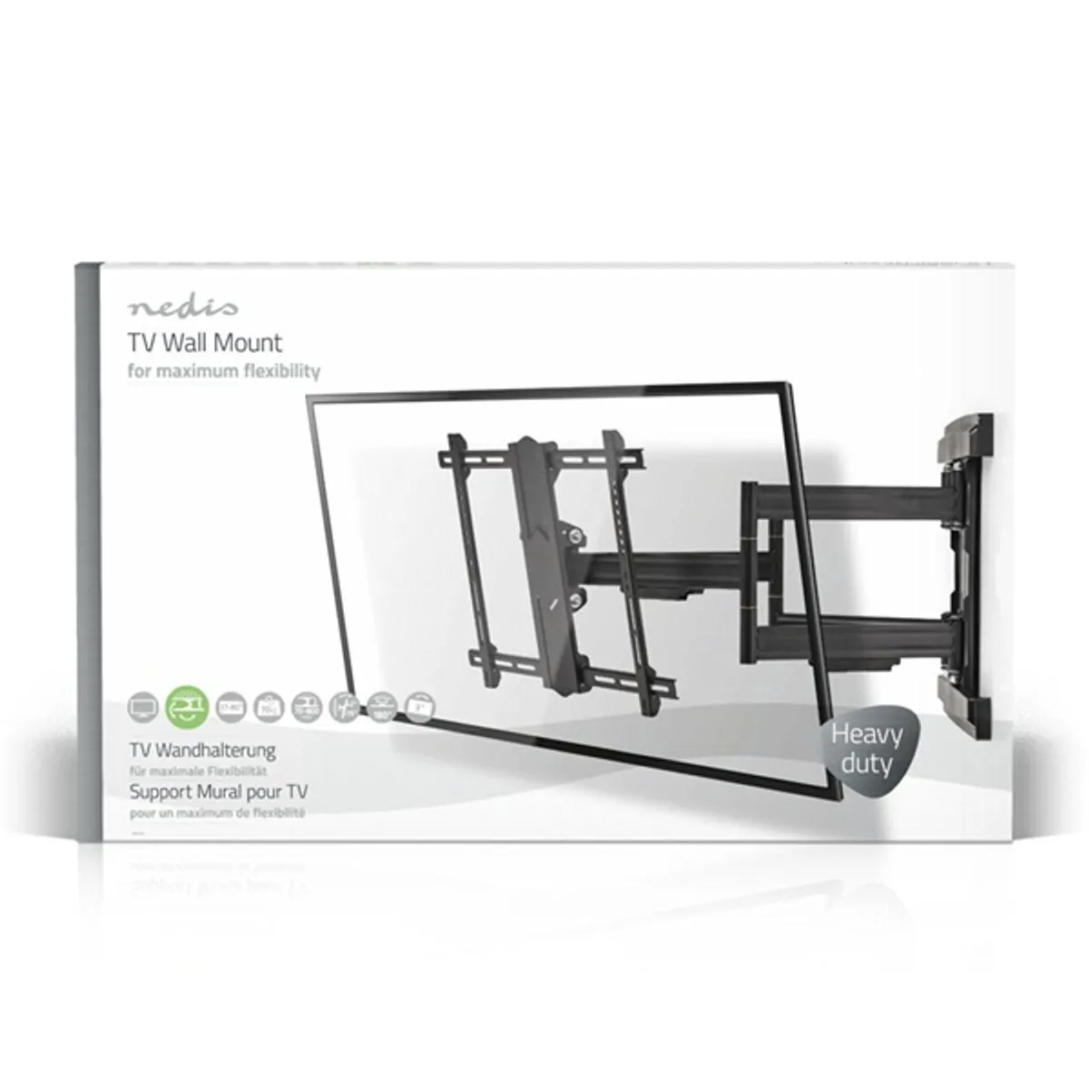 NEDIS TVWM6551BK tv-tartókonzol 37-80" 70 kg, VESA 200x100-600x400, forgatható 0-180°, dönthető 15°, 6 forgáspont #6