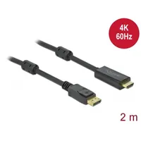 DELOCK 85956 Aktív DisplayPort 1.2 - HDMI kábel 2 m fekete 1 x DisplayPort dugó 1 x HDMI-A dugó