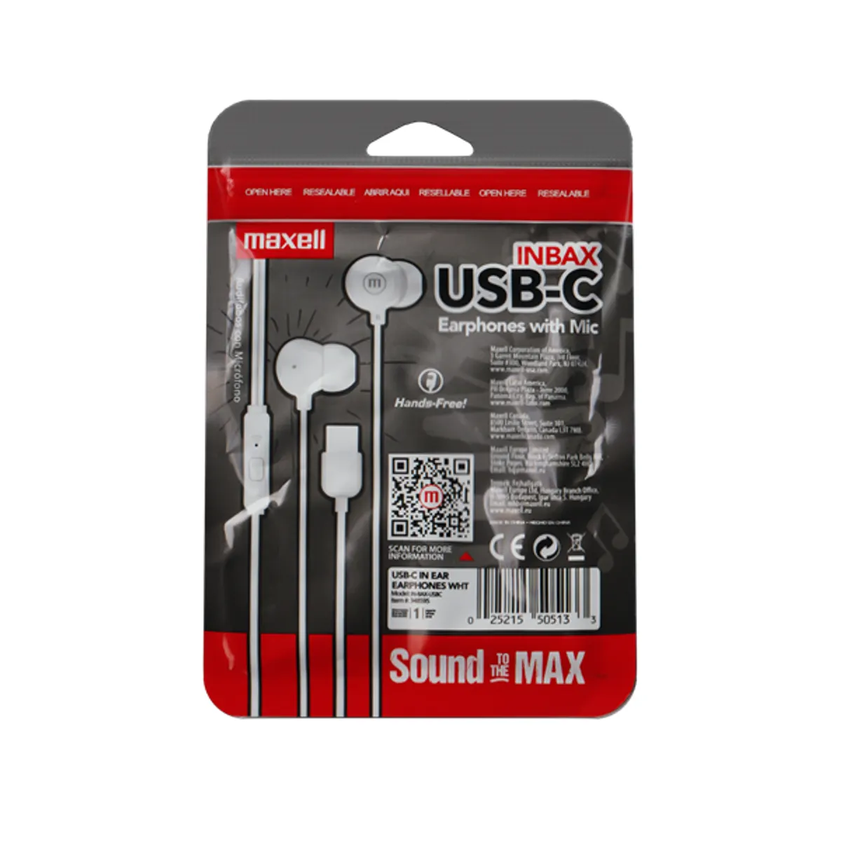MAXELL 348595 fülhallgató usb-c mikrofon igen stereo fehér vezetékes #3