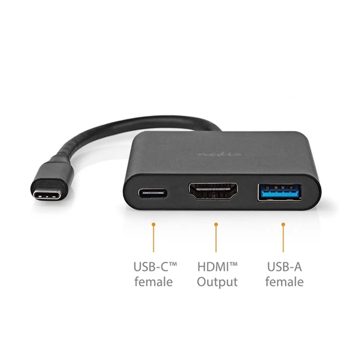 NEDIS CCGB64770BK01 USB C 3 portos adapter HDMI 4K@30Hz USB A USB C 3.2 Gen1 #1