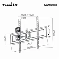 NEDIS TVWM1450BK mozgatható tartó 170° forgatás 20° dőlésszög 37-70" #5