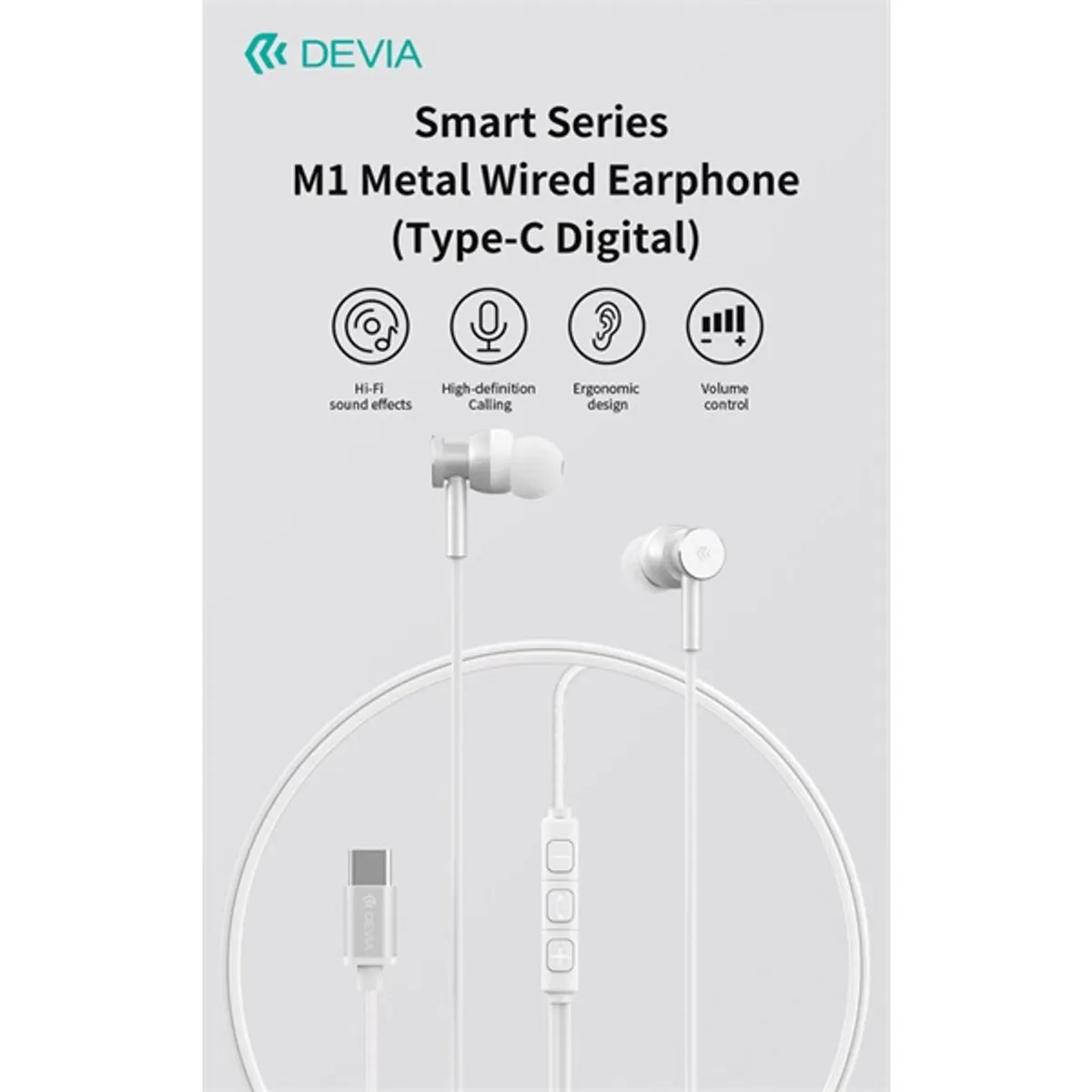 Devia ST108776 Smart Series M1 Metal In-Ear Type-C fülhallgató mikrofonos vezérlőgombos fekete #2