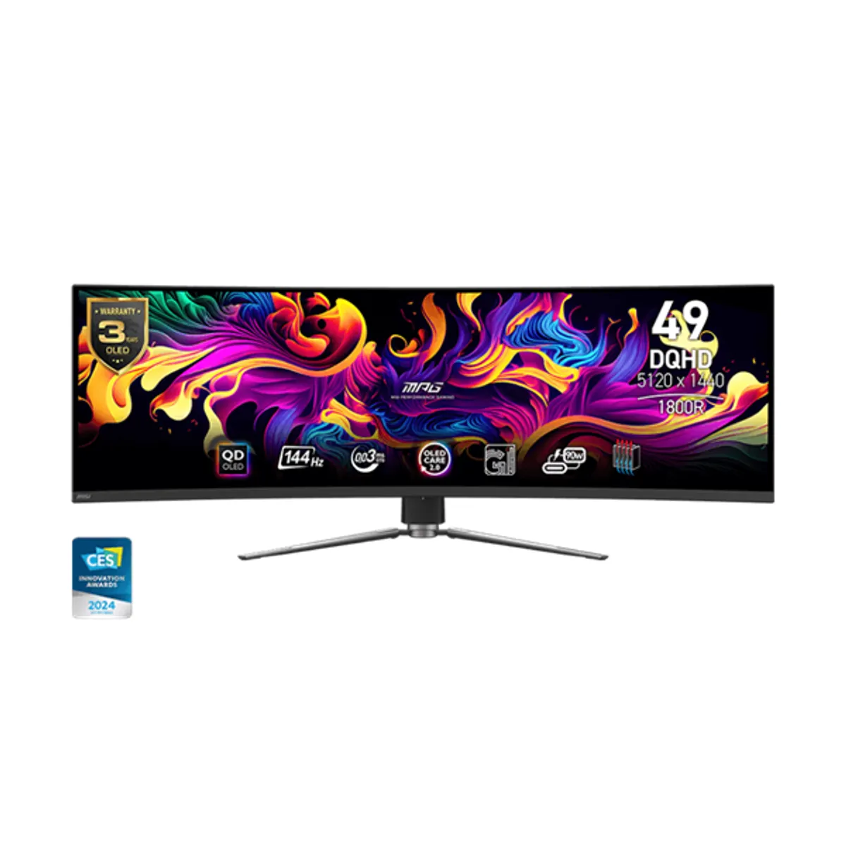 MSI DT 9S6-3FA84T-033 OLED gaming ultrawide kijelző 49" 32:9 5120x1440 144 Hz 0,03 ms 150000:1 178 fok HDMI DP USB-C VESA 100x100 #1