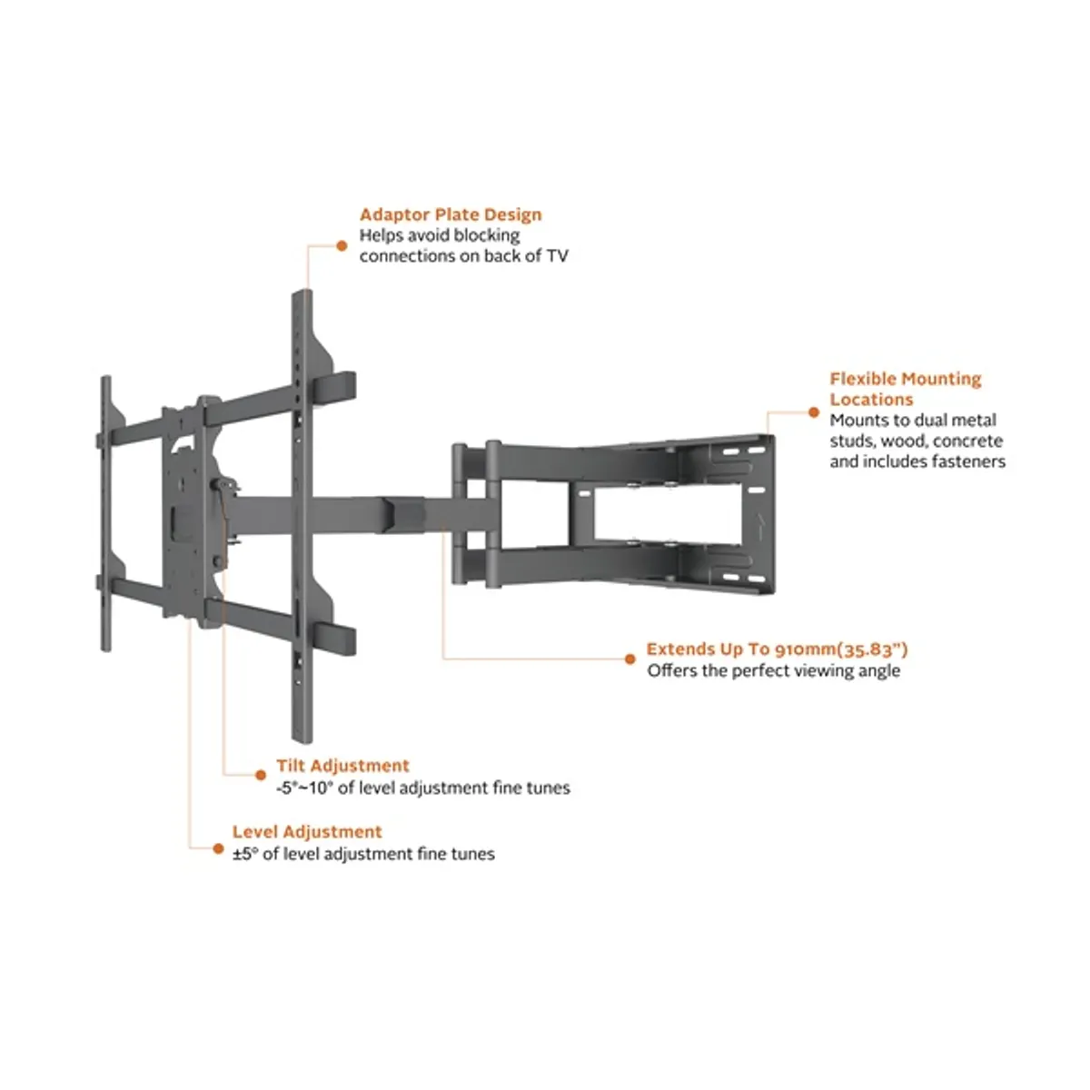 Multibrackets 7350073736546 M universal long reach arm 910mm hd dual #9