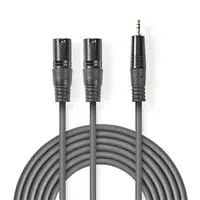 NEDIS COTH15310GY15 XLR audiókábel 2x XLR 3 tűs apa - 3,5 mm-es dugó 1,50 m sötétszürke