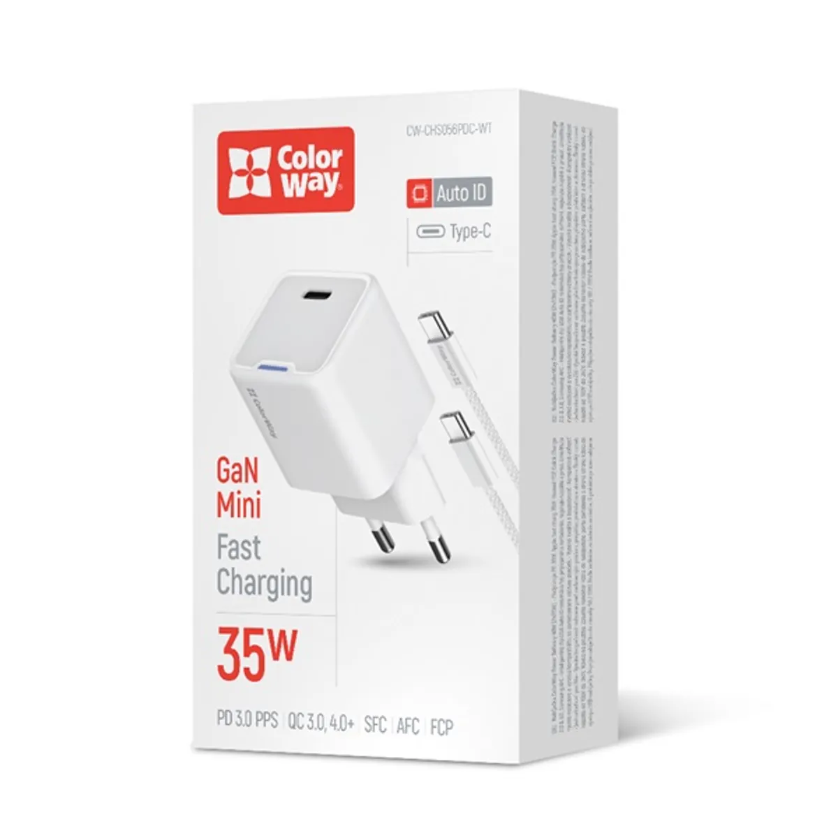 COLORWAY CW-CHS056PDC-WT GaN Mini 35W AC töltő USB-C PPS PD fehér #2