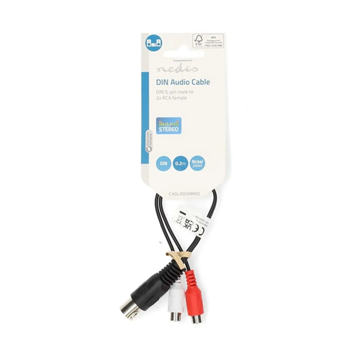 NEDIS CAGL20250BK02 DIN 5 tűs - 2x RCA anya audiokábel 0.20 m #3