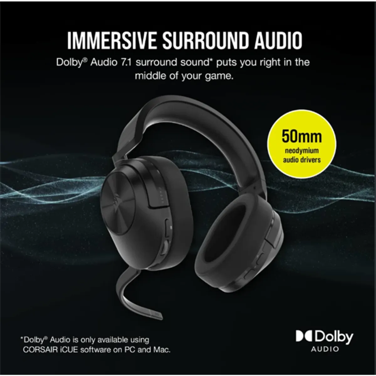 CORSAIR CA-9011280-EU HS55 Wireless Gaming Headset 7.1 térhatású 2,4 GHz Bluetooth Carbon #3