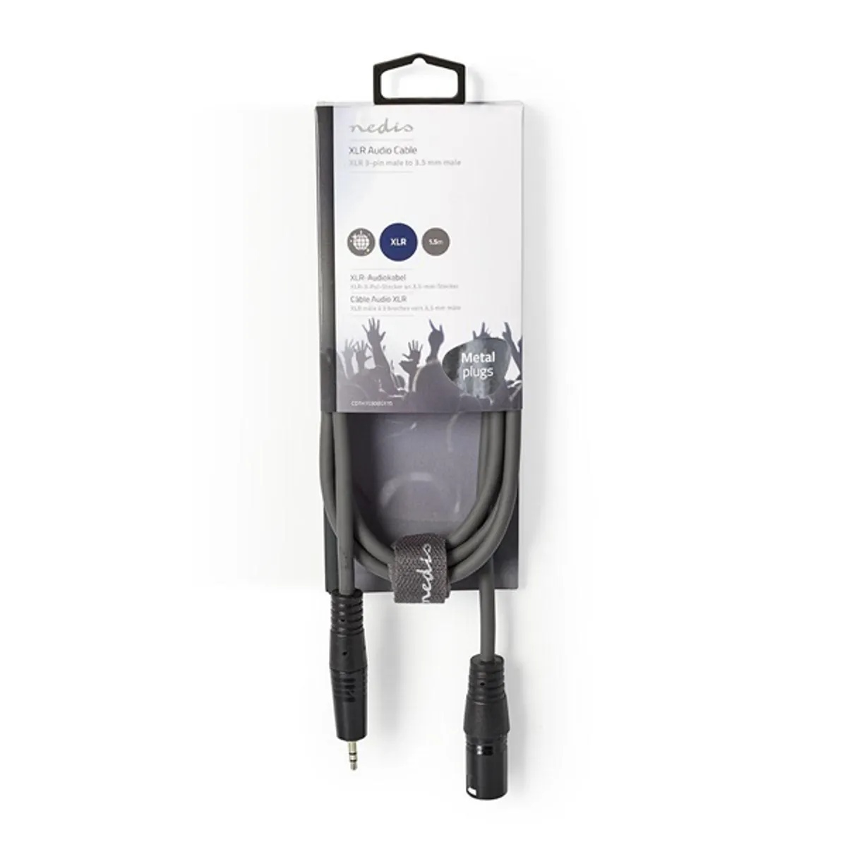 NEDIS COTH15300GY15 szimmetrikus audió kábel 3,5 mm jack 3-tűs xlr 1,5 m nikkelezett PVC sötét szürke #3