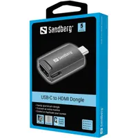 SANDBERG 136-34 USB-C HDMI adapter alumínium ház LED indikátor 4K 30Hz HDMI kimenet USB-C táplálás #2