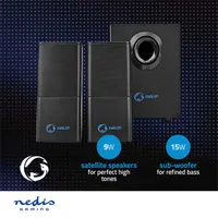 NEDIS GSPR10021BK 2.1 hangszóró USB tápellátás 30 W 4" mélynyomó 2x2" szatelit 3,5 mm jack #5