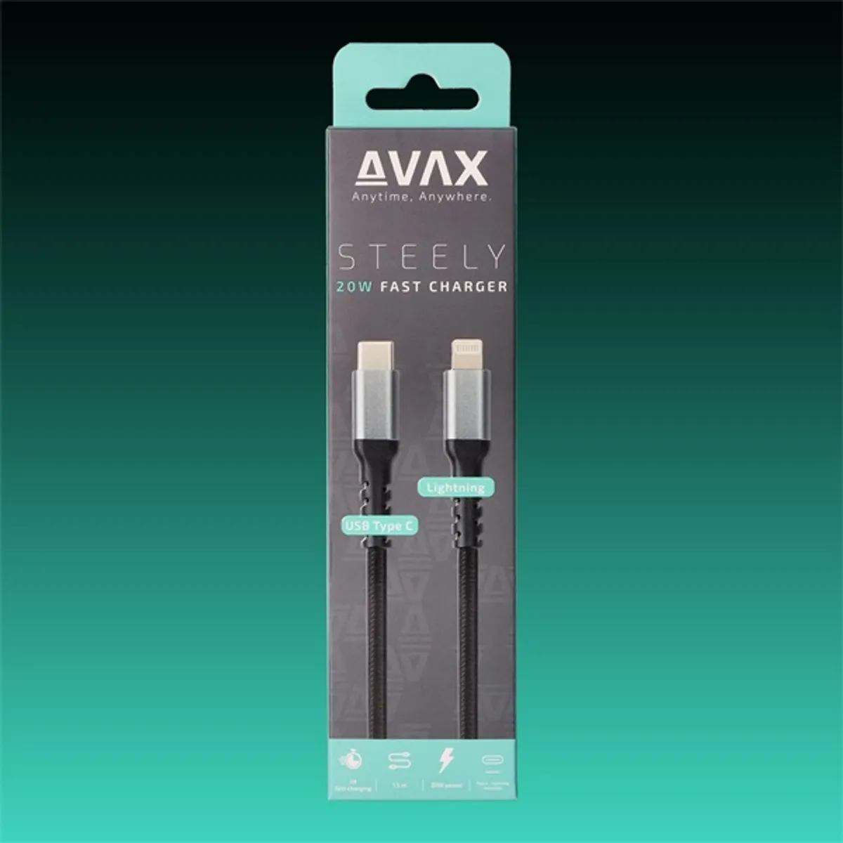 AVAX AVAX_CB402G USB-C to Lightning kábel Vég1 USB-C Vég2 Lightning Hosszúság 1,5m Szín acélszürke #1