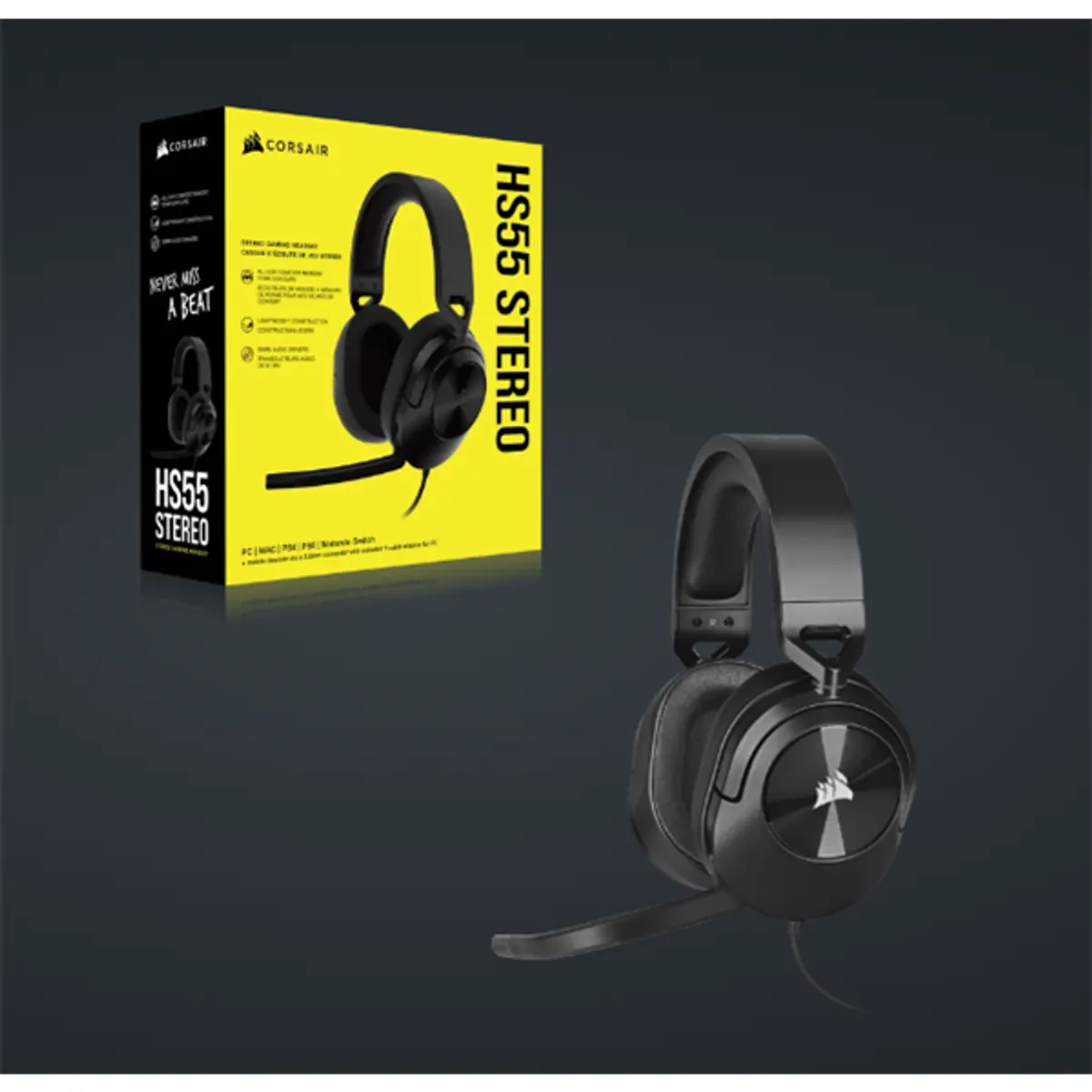 CORSAIR CA-9011260-EU HS55 stereo gaming headset 50mm neodímium meghajtók, kábeles, 3.5mm csatlakozás, omnidirekcionális mikrofon #7