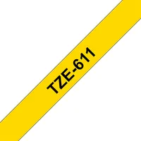 BROTHER TZE611 laminált szalag 6 mm 8 m sárga alapon fekete #1