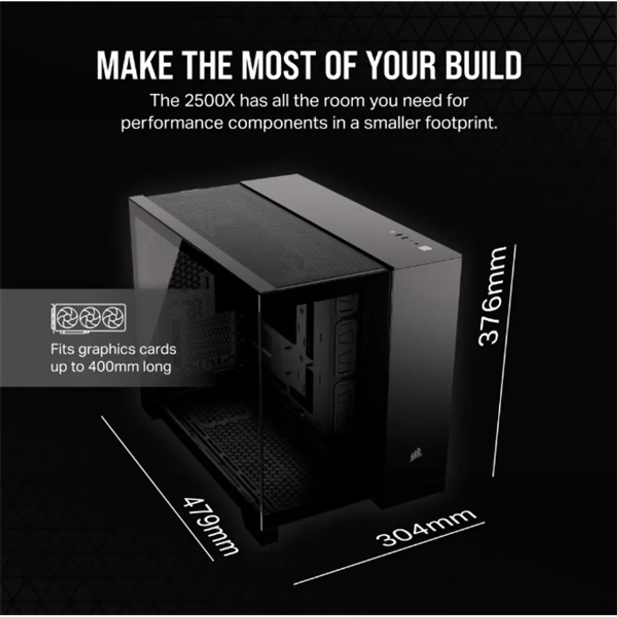 CORSAIR CC-9011265-WW 2500X mATX mid-tower edzett üveg fekete #5