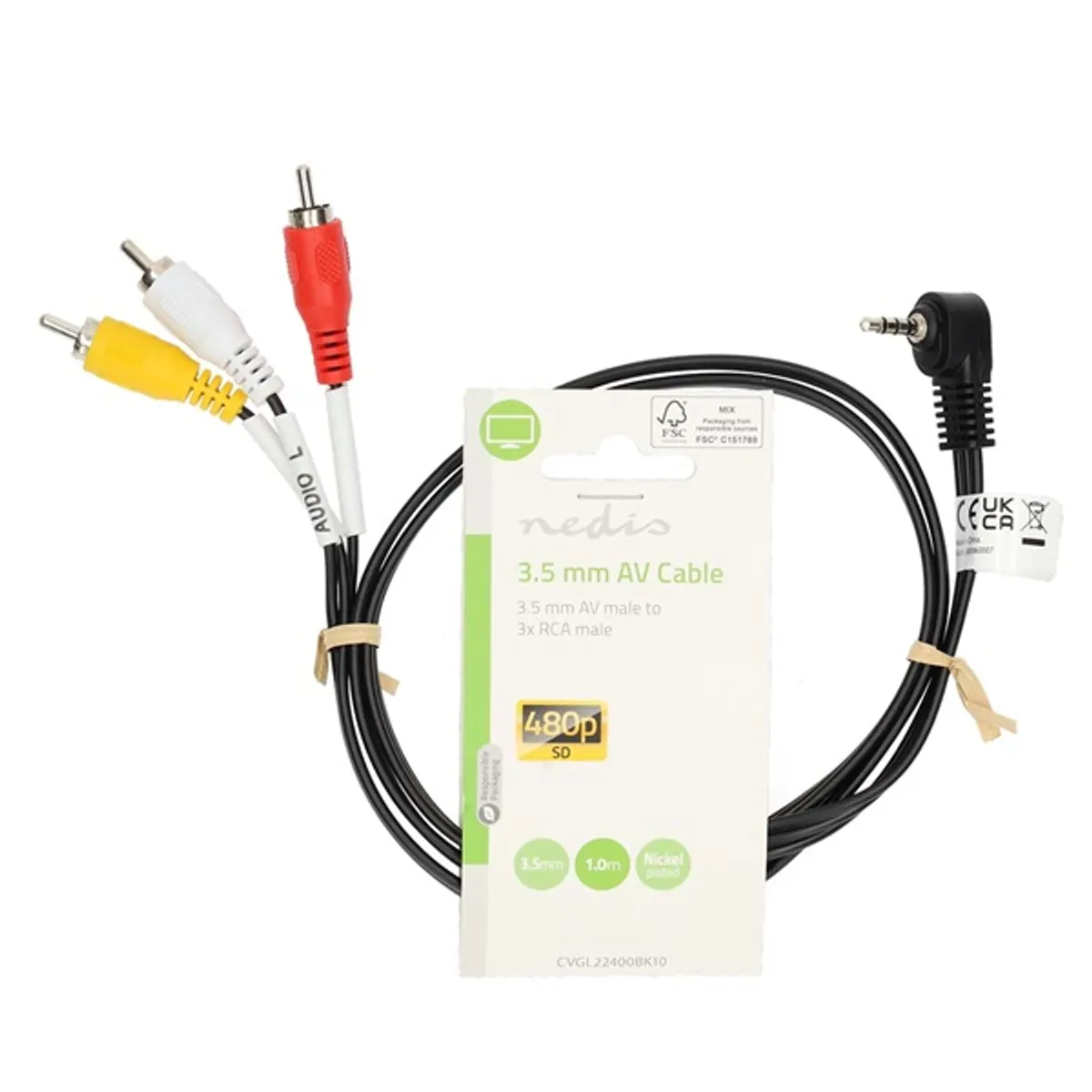 Nedis CVGL22400BK10 audio - video AV kábel, 3,5mm jack - 3x RCA, 1m #3