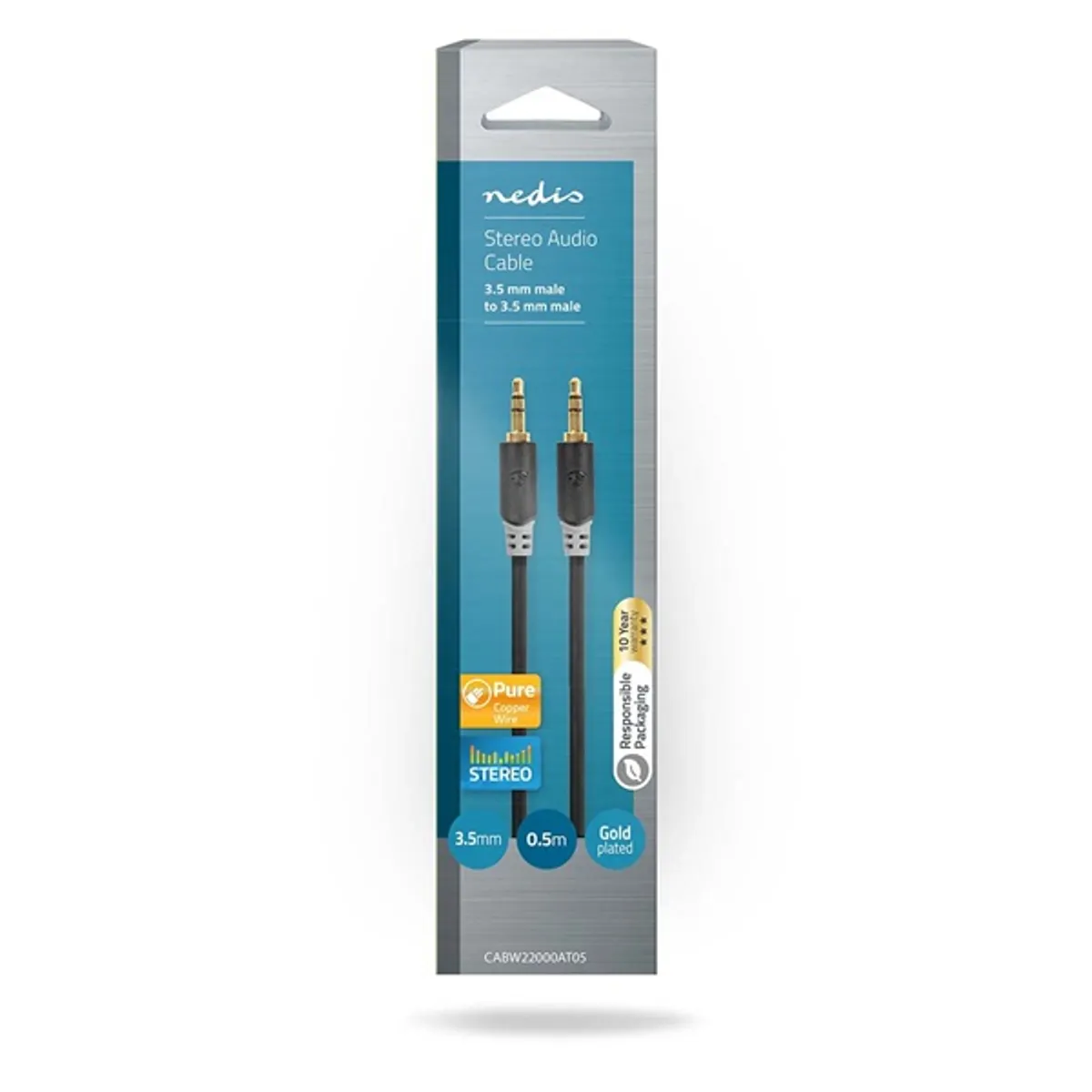 NEDIS CABW22000AT05 sztereó audió kábel 3,5 mm dugó 0,5 m aranyozott érintkezők árnyékolt #3