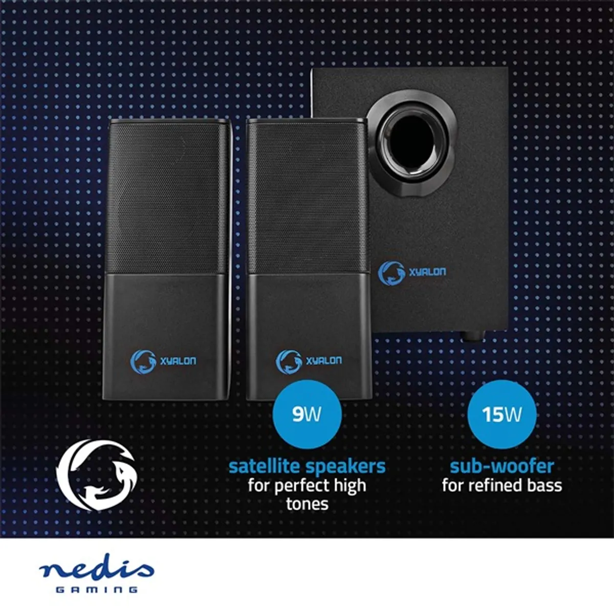 NEDIS GSPR10021BK 2.1 hangszóró USB tápellátás 30 W 4" mélynyomó 2x2" szatelit 3,5 mm jack #5