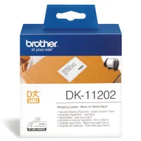 Brother DK11202 DK-11202 62x100 mm fehér alapon fekete címke, 300 db tekercsen, kompatibilis Brother QL sorozattal