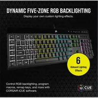 Corsair CH-9226765-NA K55 RGB Pro 5 zónás RGB háttérvilágítás IP42 por- és fröccsenésálló Levehető csuklótámasz 6 makrógomb #2