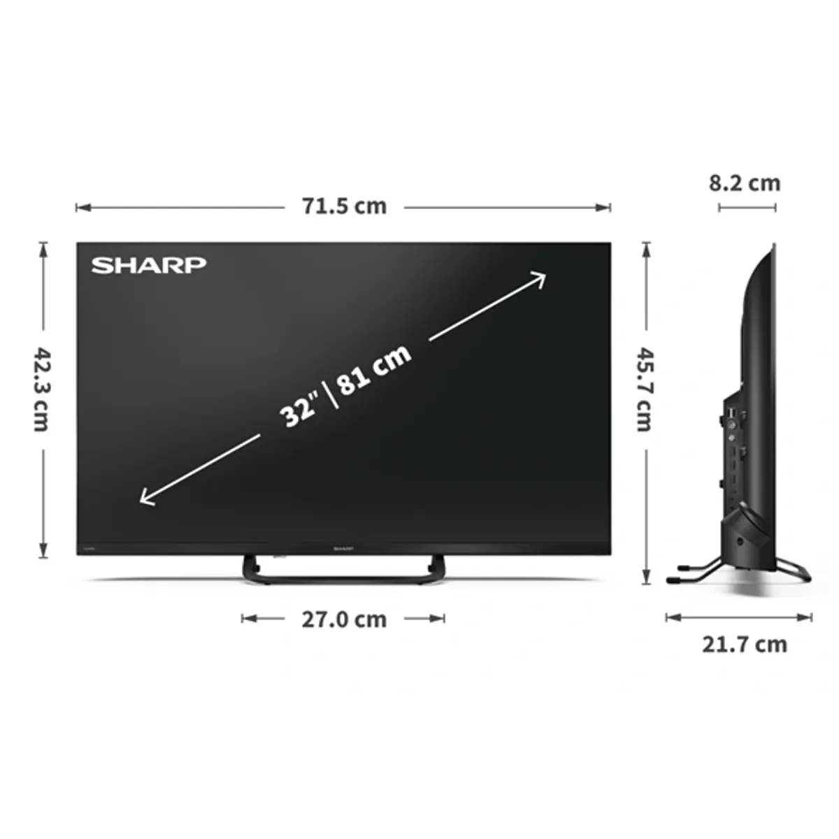 Sharp 32HF3865E monitor 32" fhd 1920x1080 60hz hdmi 3 okostv dvb-tc-s2 vesa 100x100 #8