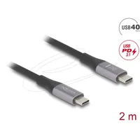 Delock 81192 USB-C 40 Gbps kábel PD 3.1 240W E-Marker 2 m fémházas fekete-szürke