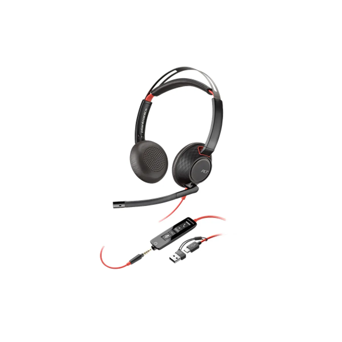 HP POLY 8X231A6 Blackwire 5220 mikrofonos fejhallgató 3,5 mm-es audiocsatlakozó USB Type-C USB Type-A fekete vezetékes #1