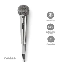 Nedis MPWD45GY dinamikus mikrofon XLR 3 tűs csatlakozás 6.35 mm 5 m frekvencia 80 Hz - 13 kHz impedancia 600 Ohm érzékenység -72 dB kardioid #3