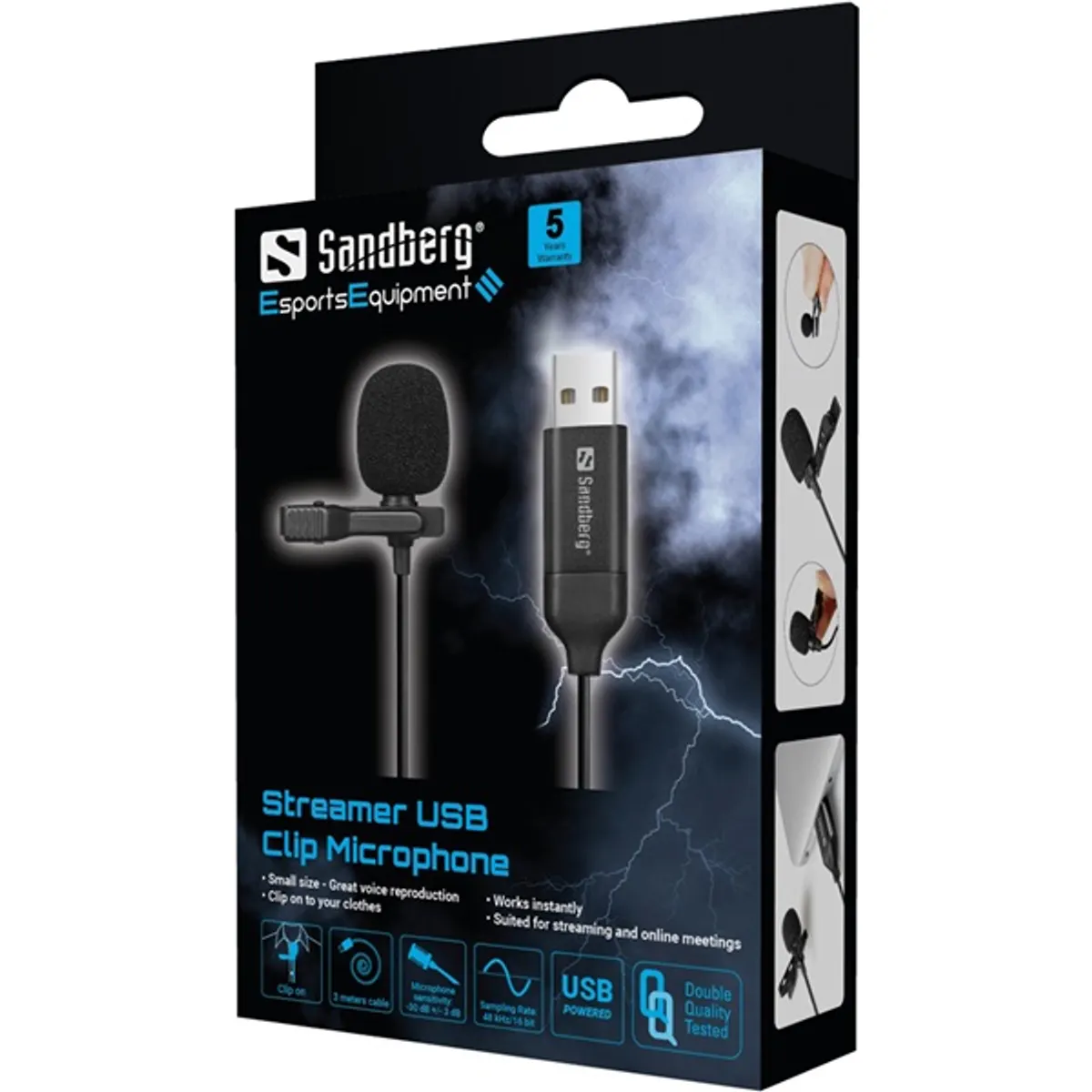 SANDBERG 126-40 streamer clip mikrofon omnidirekciós, 3 m kábel, 50 Hz-18 kHz, -38 dB +/-3 dB, SNR 84 dB, usb-táp 5V, Windows Mac kompatibilis #4