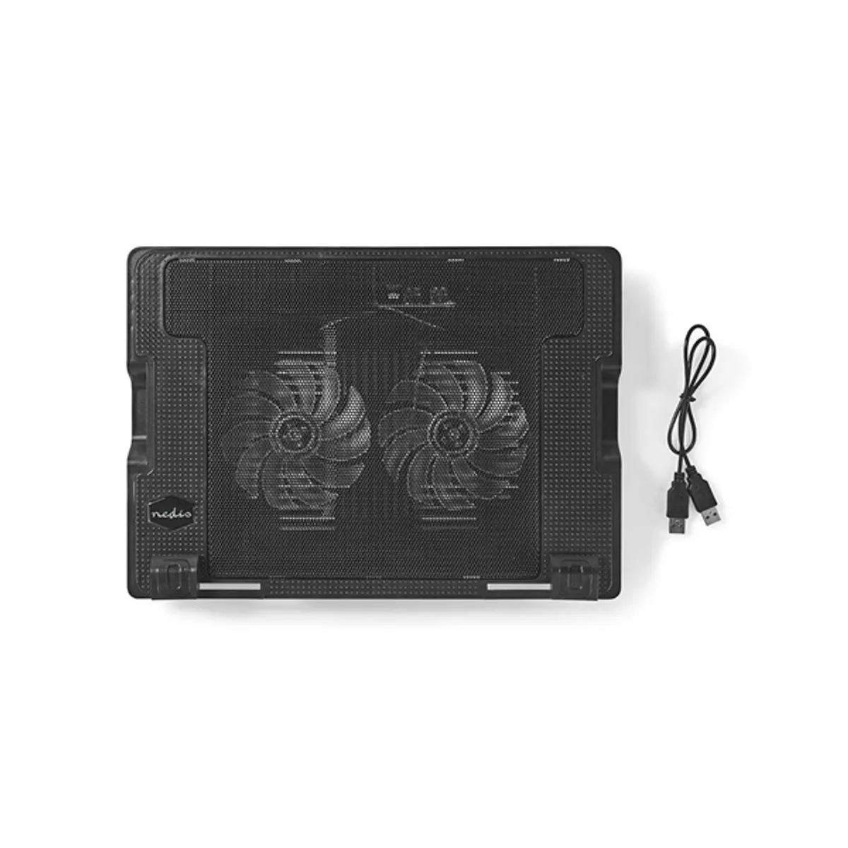 NEDIS NBCR200BK notebookhűtő állvánnyal 2x140mm ventilátor 18" led usb hub #9