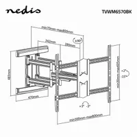 Nedis TVWM6570BK szabadon mozgatható TV-tartókonzol 43-90" 70 kg, dönthető 15°, forgatható 180°, faltól 70-800 mm, VESA 300x200 600x600 800x600 #7