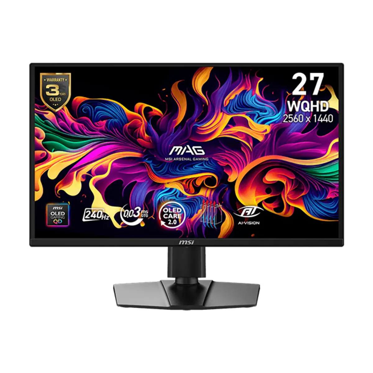 MSI DT 9S6-3CF89A-001 OLED játékmonitor 26,5" 240 Hz 2560x1440 HDR 0,03 ms 178 fok HDMI DisplayPort USB-C 100x100 VESA #1
